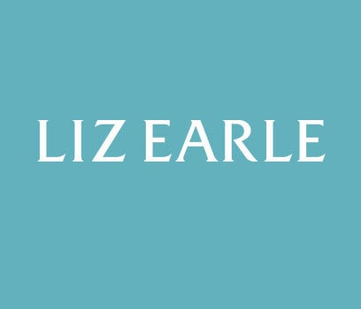 Liz Earle Beauty Co. brand logo on a blue background