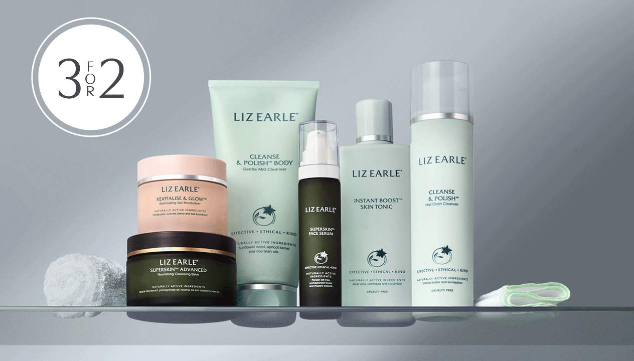 range of Liz Earle products sat on a shelf