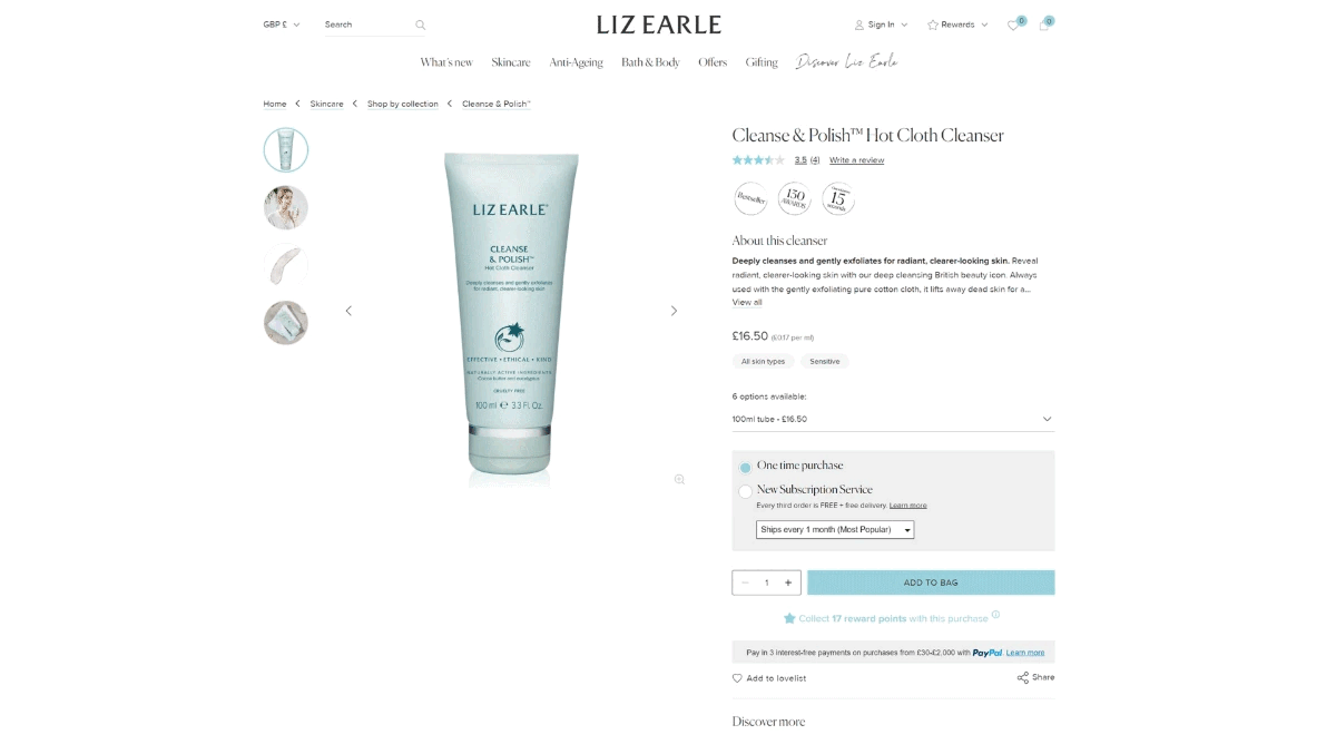 LOOK OUT FOR POINTS   Each of our products now displays how many points you can earn from making a purchase.