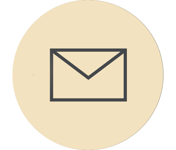 Light gold circle with a grey envelope icon in the centre
