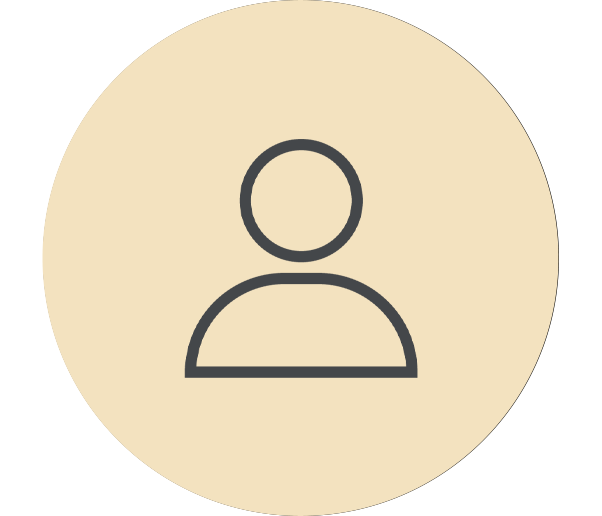 light gold circle with a grey profile icon 