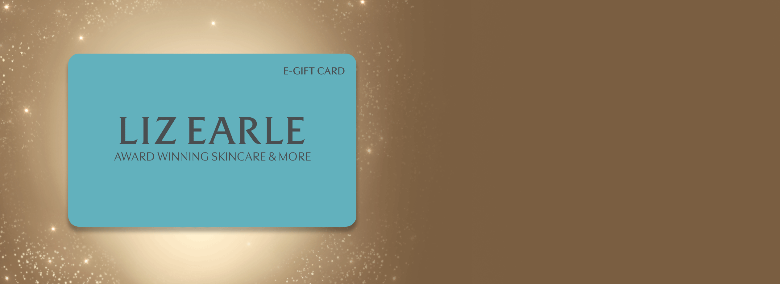 Liz Earle gift card on a gold background
