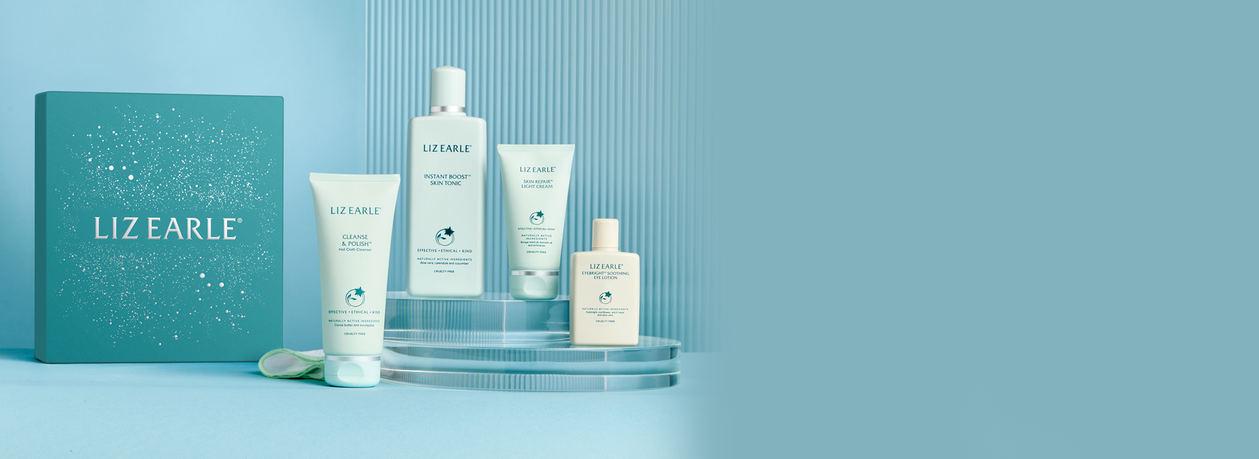 Liz Earle spring gift set including a range of products including cleanse & polish
